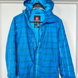 Quiksilver Quiktech 5.000 MM Youth Collection Blue Plaid Zip Jacket Boys Size 12